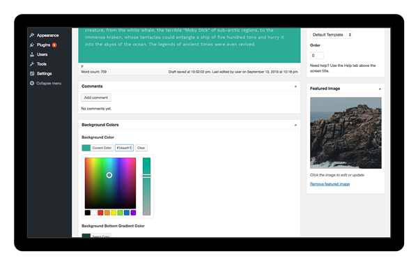 page specific color controls