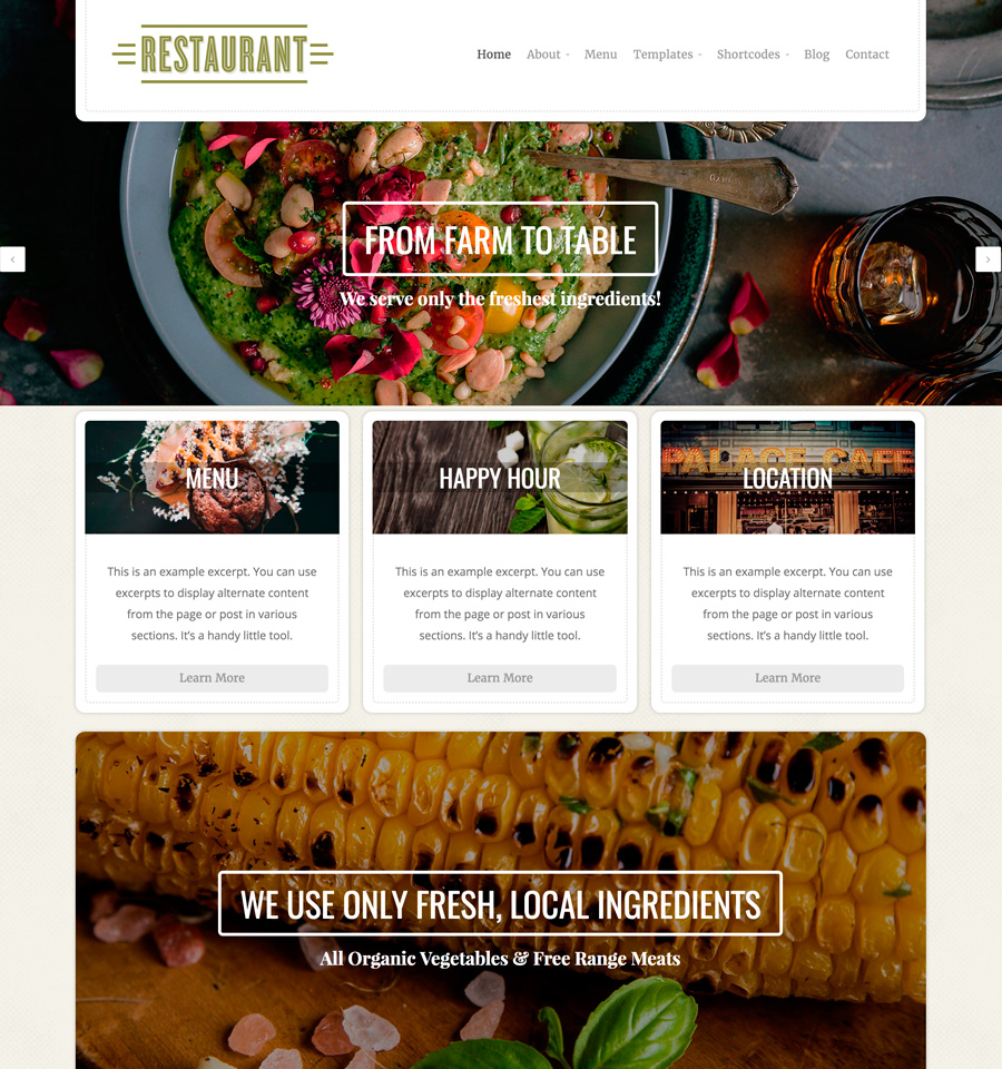 Restaurant Theme Beautiful, Responsive WordPress Themes
