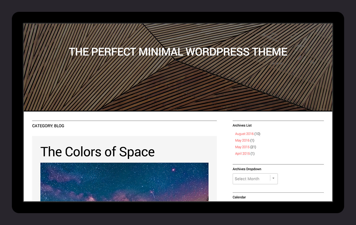 All WordPress core features such as the Custom Header, Site Logo, Favicon and more!