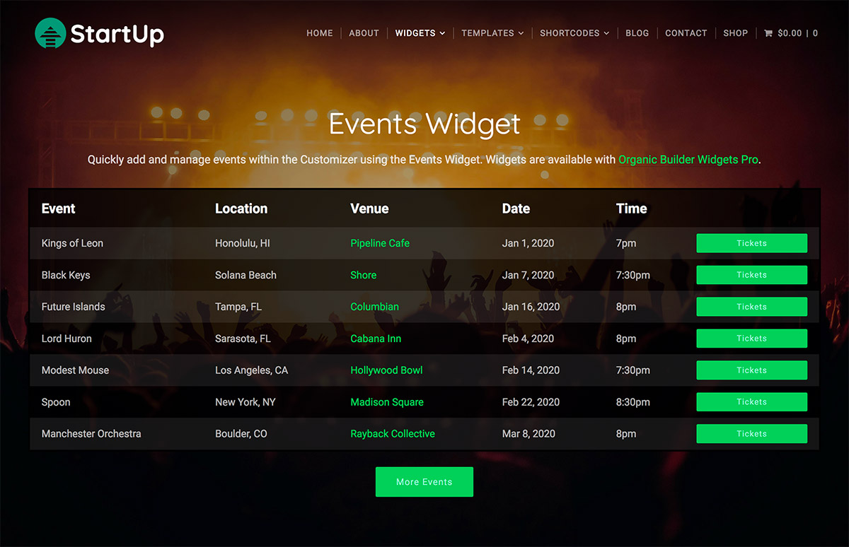 WordPress Events Widget