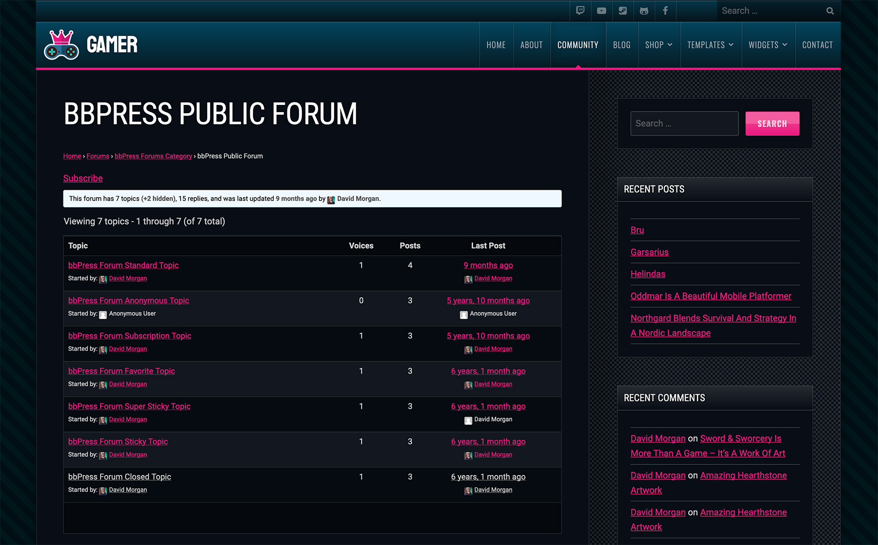 Wordpress Forum Template Free